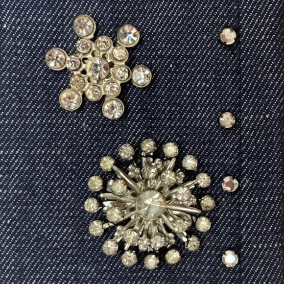 Vintage Rhinestones Embellished Belted Straight Jeans High Rise Size 28 Dolly - Picture 10 of 13